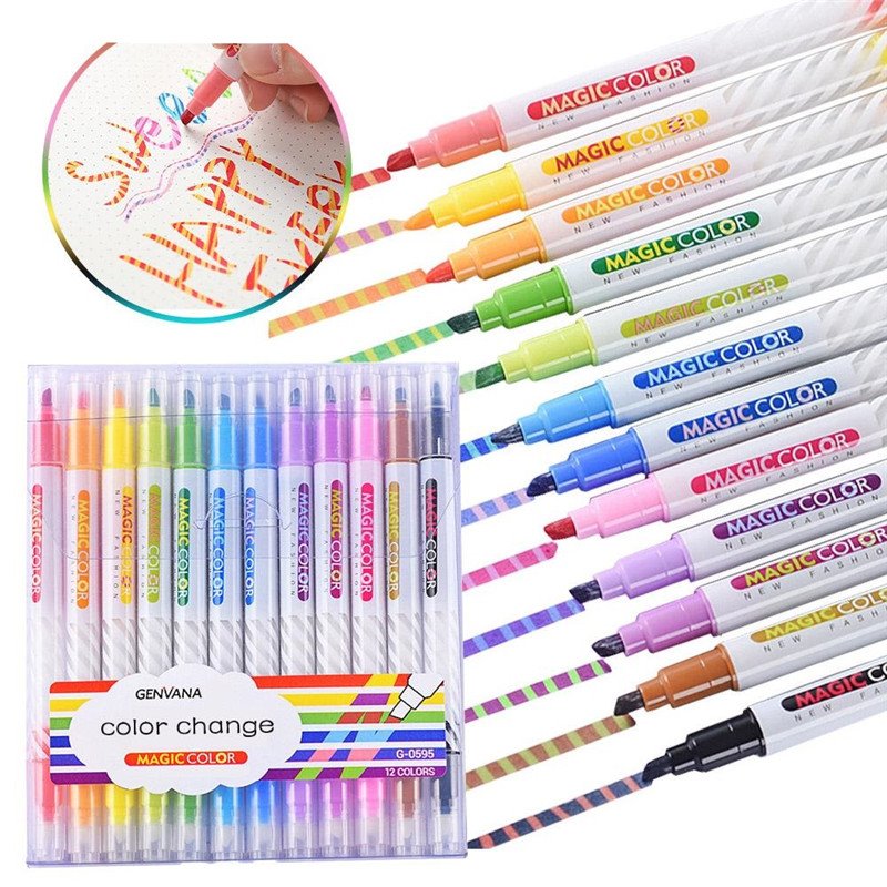 12pcs Tips Ganda Mengubah Highlighter