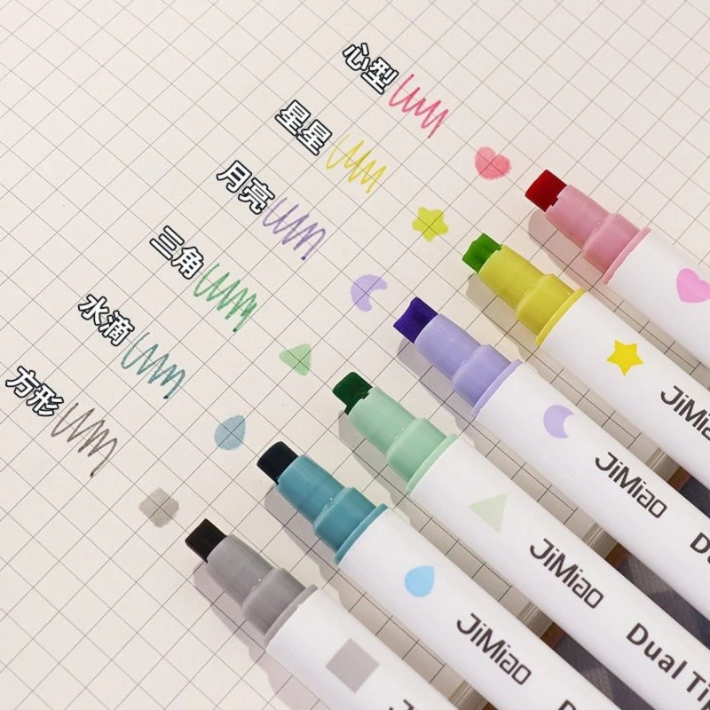 6 Warna Stempel Penyorot Berkepala Ganda