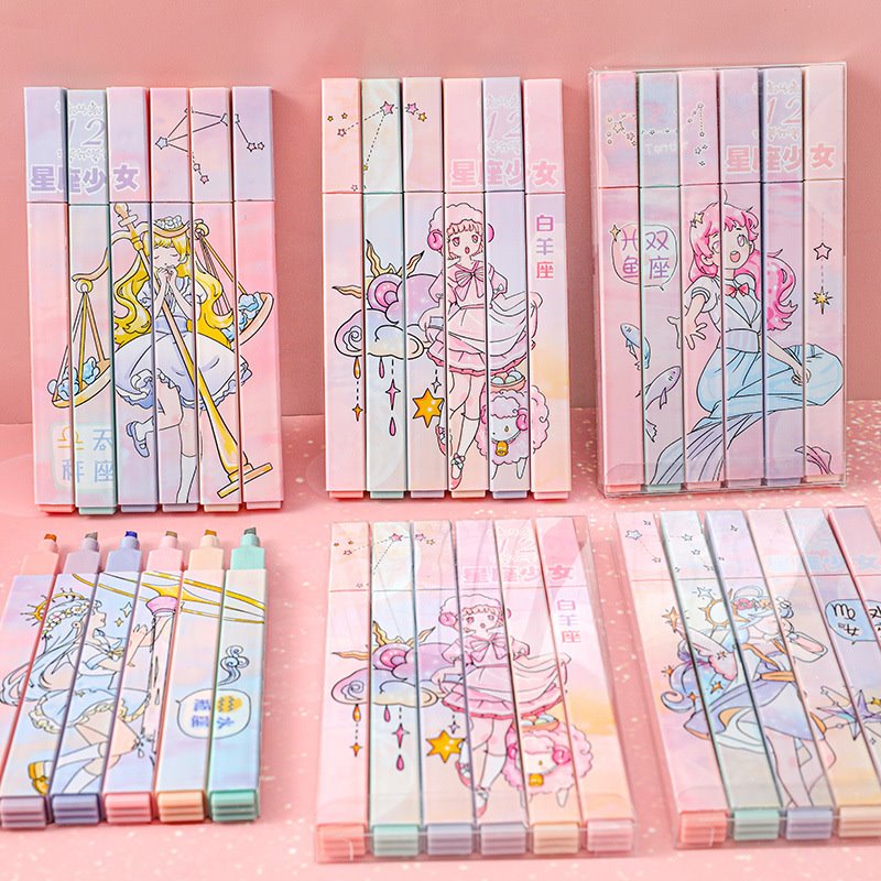 6 pcs Konstelasi Stabilo Pastel Lucu