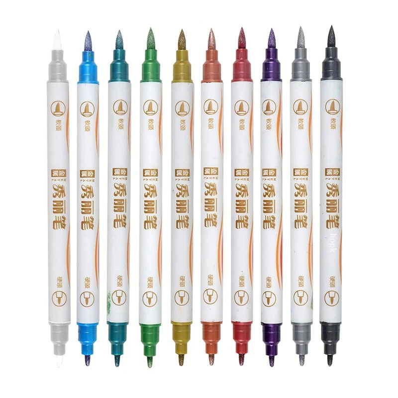 Dual Tip 10 Warna Pulpen Metalik