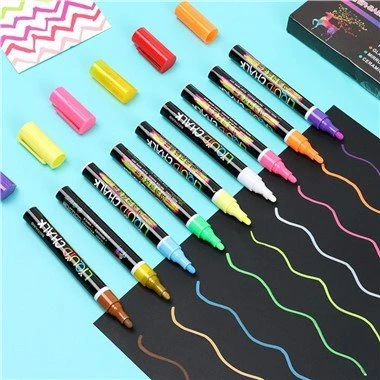 12 Warna Pembuat Kapur Neon Dapat Dicuci & Basah