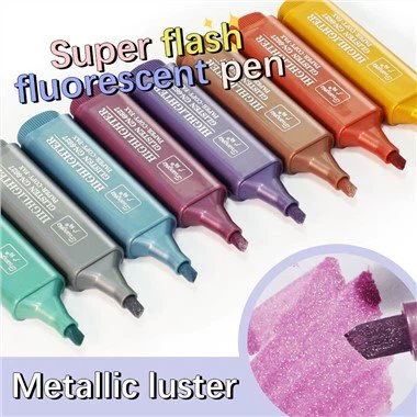 8 Warna Set Highlighter Glitter Metalik