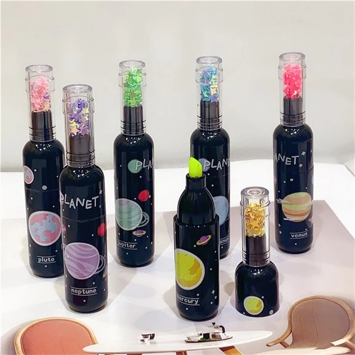 6pcs Cute Planet Wine Bottle Mini Highlighter