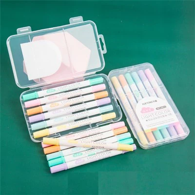 6 buah stabilo warna Pastel ujung ganda